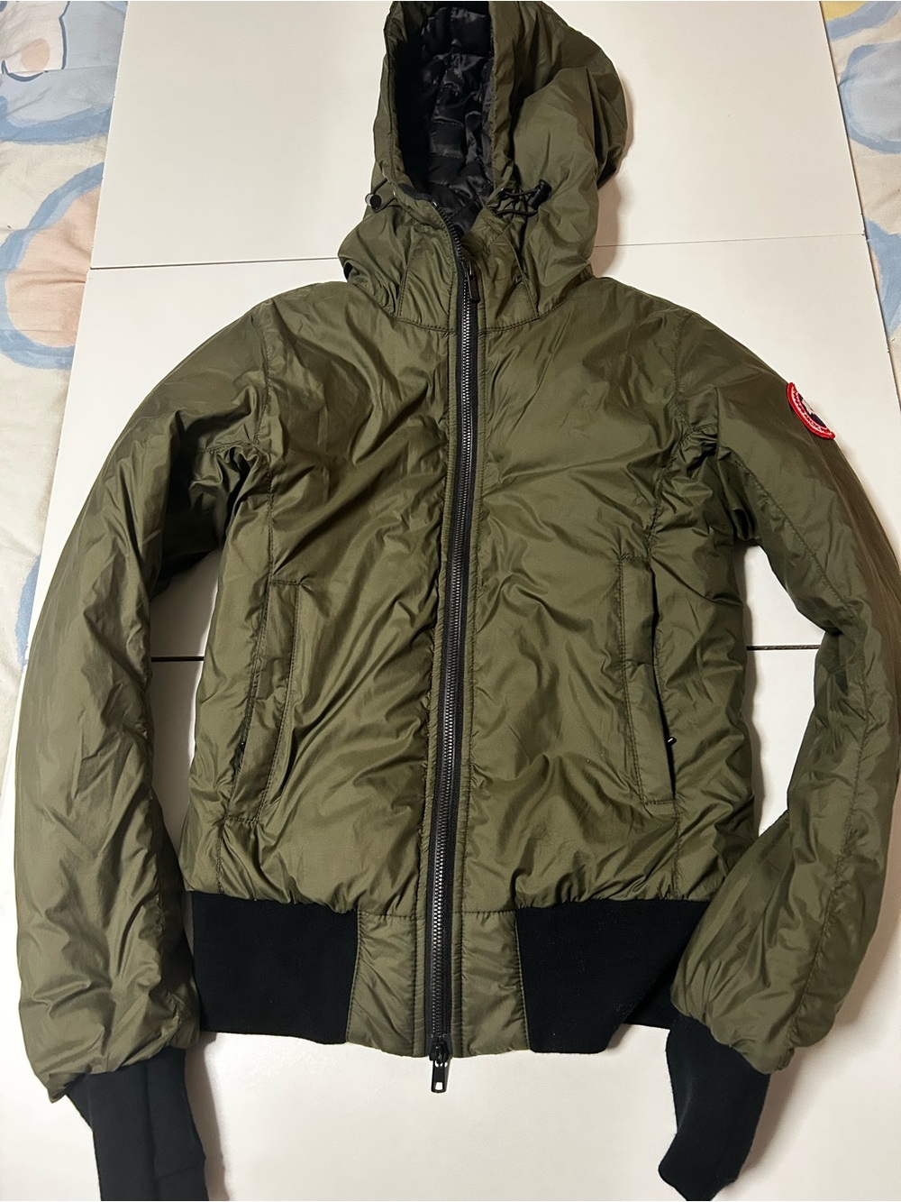 Canada Goose Olive Green Hooded Puffer Jacket